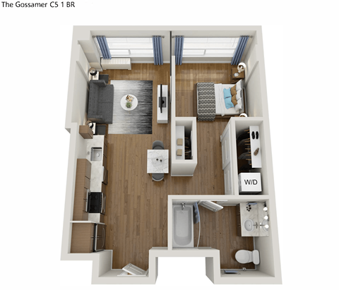 605 square foot 1 bedroom